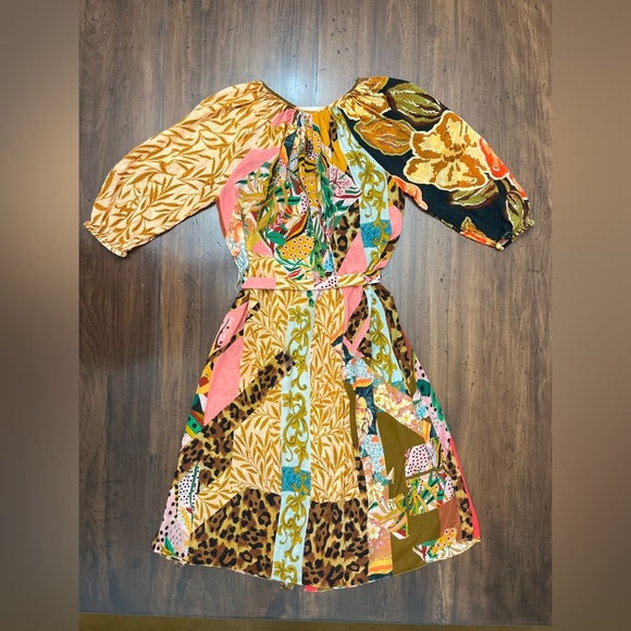 Geisha Designs Paras & Shalini Collage Dress Size S P Anthropologie Boho Peasant - Picture 14 of 16